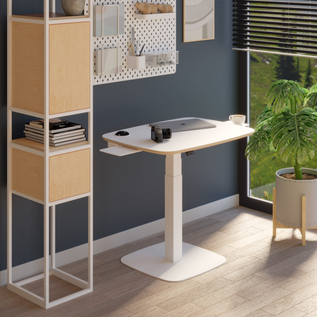 V Desk POP with electric socket and shelves